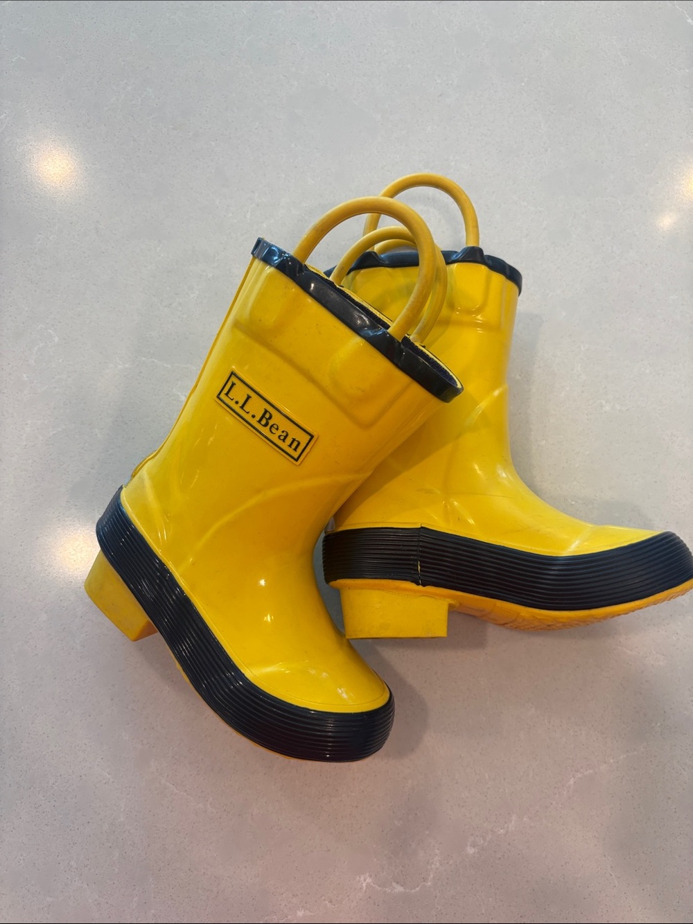 L.L. Bean Kids Yellow Rain Boots with Black Trim- size Toddler 5